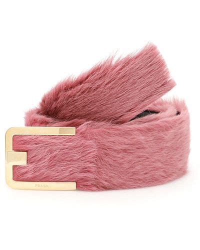 prada fur belt pink|Prada rossa leather belt.